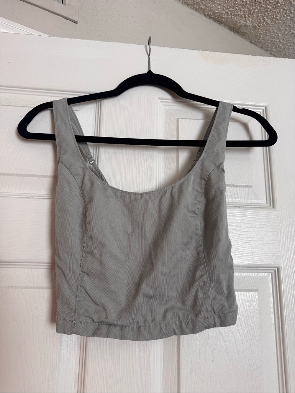 Abercrombie & Fitch Light Gray Square-Neck Cropped Tank